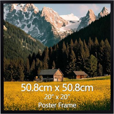 EYMPEU Bilderrahmen 50x50 cm Schwarz - Moderner Posterrahmen für Wandmontage im