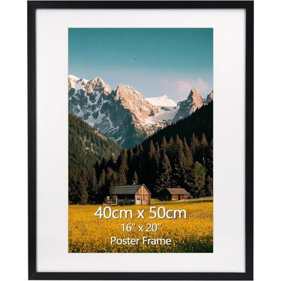 EYMPEU Bilderrahmen 40x50 cm Schwarz - Moderner Posterrahmen für Wandmontage in