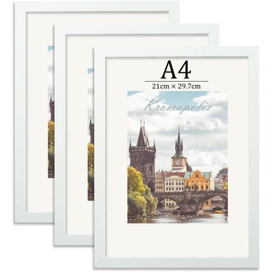 Kromapolis 3er Set Bilderrahmen A4 (21x29.7 cm) aus MDF mit Acrylglas und