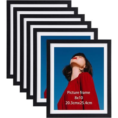 EYMPEU Bilderrahmen 20x25 CM 6er-Set, Schwarz - Für Wand & Tisch, mit/ohne