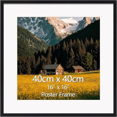 EYMPEU Bilderrahmen 40x40 cm Schwarz für Wandmontage im Büro und Wohnbereich