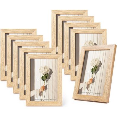 Kromapolis 10er Set Bilderrahmen 10x15 cm Eichenoptik, MDF, mit Drehverschluss