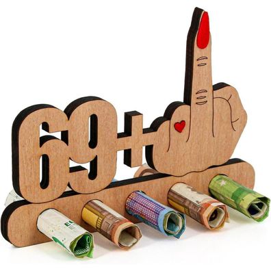 Giftota 70. Geburtstag Geldgeschenk aus Holz - Originell & Lustig mit 69 + 1