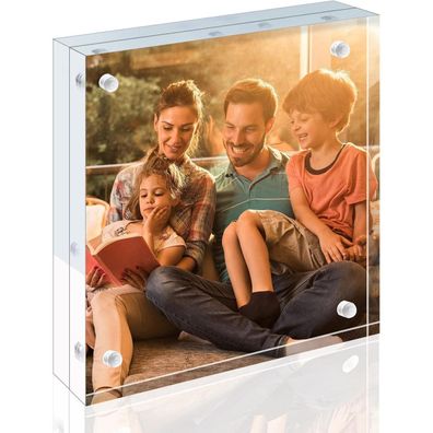 Egofine Magnetischer Bilderrahmen 10x10 cm Acryl, 4er Pack, 20mm dick