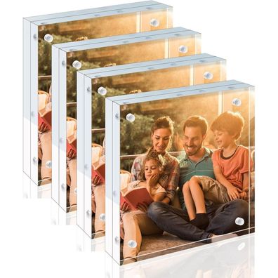 Egofine Magnetischer Bilderrahmen 13x13 cm, 4er Pack, 20mm dicker rahmenloser