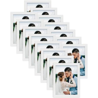 Horlimer 15er Set Bilderrahmen 15x20 Weiß - MDF Fotorahmen für Wand & Tisch