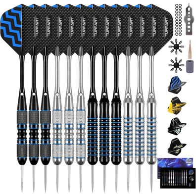 Turnart Steeldarts Profi Set, 12 Stück mit Metallspitze und Aufbewahrungscase