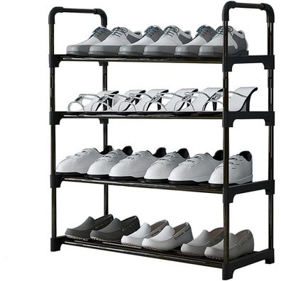 Xianglv Schuhregal Metall 4 Ebenen, Schuhständer für 12 Paar, stapelbar