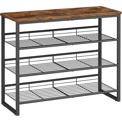 HOOBRO 4-lagiges Schuhregal, verstellbar, flach oder neigbar