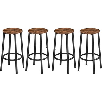 HOOBRO Barhocker 4er-Set, rustikal braun und schwarz, mit Metallrahmen, für