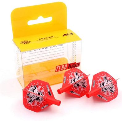 Cuesoul TERO AK4 Dart Flights Standard/Slim, Roter Hut in Weiß, 3er Set