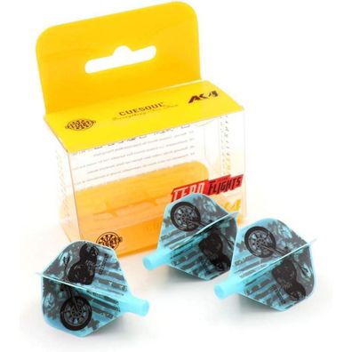 Cuesoul TERO AK4 Dart Flights Standard/Slim, Blau Motor Muster, 3er Set