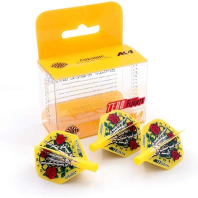 Cuesoul TERO AK4 Dart Flights Standard/Slim, Gelbes Jazzmatal Muster, 3er Set