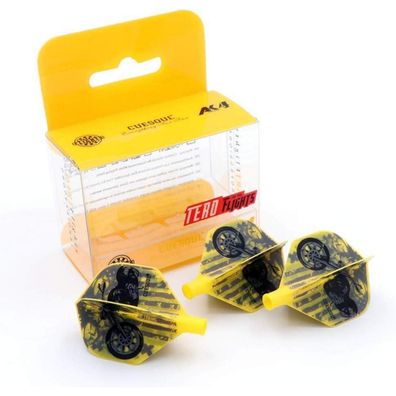 Cuesoul TERO AK4 Dart Flights Standard/Slim - Gelber Motor Muster, 3er Set