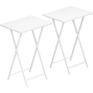 HOOBRO Beistelltische Klappbar, 2er Set, moderner Snack Tisch für Sofa, weiß