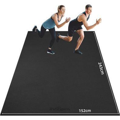 innhom Bodenschutzmatte für Fitnessgeräte, rutschfest, 243x152x0,7 cm Schwarz