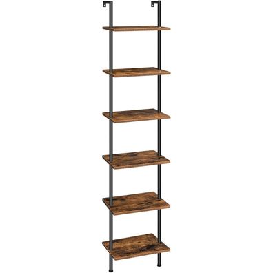 HOOBRO DIY Leiterregal 6-stöckig, Wandmontiertes Bücherregal, Pflanzenständer