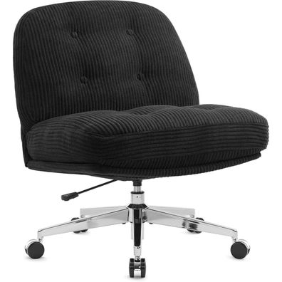 IWMH Ergonomischer Bürostuhl ohne Armlehnen, höhenverstellbar, aus Kordsamt