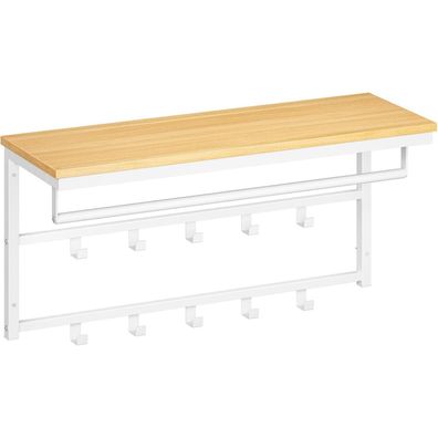 HOOBRO Wandgarderobe mit Ablage, 10 Haken und Stange, Wandmontiertes