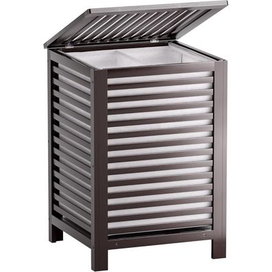 SMIBUY Großer Wäschekorb aus Bambus mit Deckel, 120L, 2 Fächer, Braun
