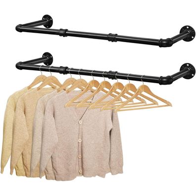 HOOBRO Kleiderstangen 2er Set, 104 cm Garderobenstangen Wandmontage