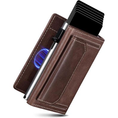 Dodensha MagSnap Slim Wallet für Herren mit XL-Münzfach, RFID Schutz, Braun