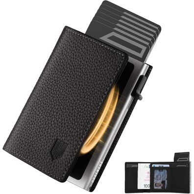 Dodensha MagSnap Pebble Slim Wallet mit Münzfach, RFID Schutz, Schwarz Silber