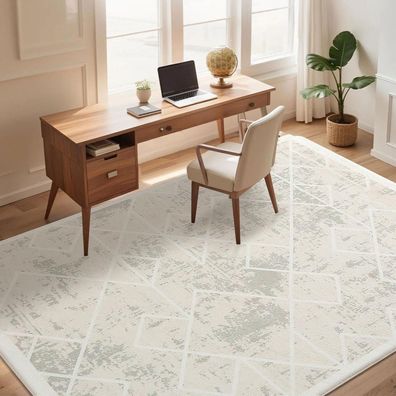 Leesentec Moderner Kurzflor Teppich Geometrisch Abstrakt Anti-Rutsch