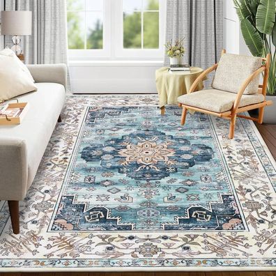 Enyhom Großer Wohnzimmer Teppich 120 x 180 cm, Waschbarer Kurzflor Teppich