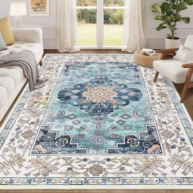 Enyhom Boho Teppich 160x230cm, rutschfest und waschbar, Kurzflor für