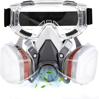 sykua Atemschutzmaske Halbmaske mit Filtern und Schutzbrille für Staub