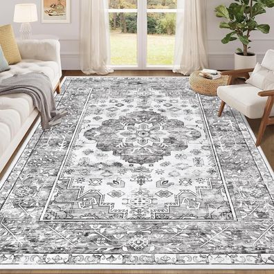 Enyhom Boho Teppich 160x230cm, Vintage, Waschbar, Rutschfest, Kurzflor für