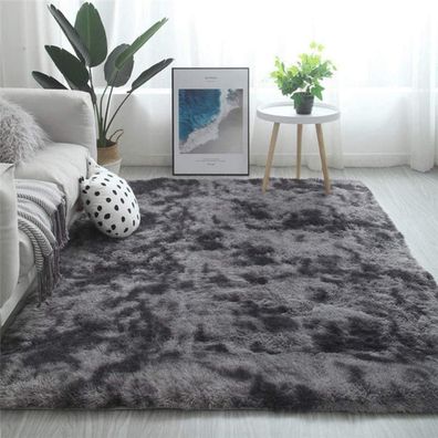 Tinyboy-hbq Shaggy Hochflor Teppich, Langflor, Flauschig, Schwarz Grau