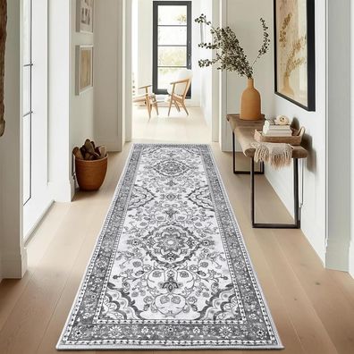 Enyhom Läufer Teppich 80x200 cm Grau - Hochwertig, rutschfest