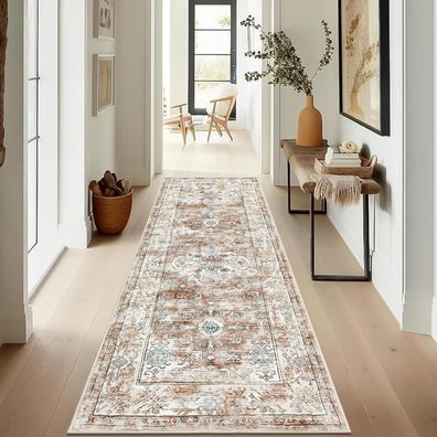 Enyhom Teppich Läufer 60x180 cm - Extra Lang, Rutschfest, Waschbar für Flur
