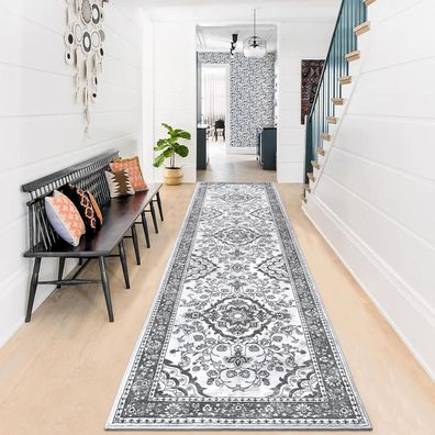 Enyhom Läufer Teppich 60x240 cm Grau - Rutschfest, Waschbar & Weich für Küche