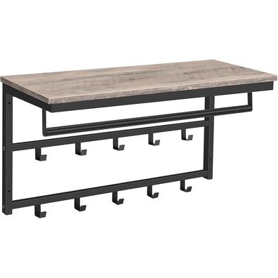 HOOBRO Wandgarderobe mit Ablage und 10 Haken, Wandregal 80 x 30 x 42 cm