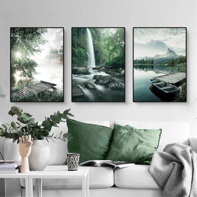 Martin Kench 3-teiliges Premium Poster Set Aesthetic See Wald Blume Bilder
