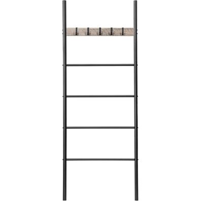 HOOBRO Handtuchleiter mit 5 abnehmbaren Haken, 60x177 cm, Industriestil, Greige