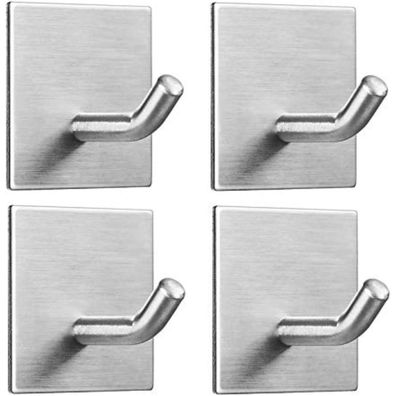 Fomansh Selbstklebender Haken aus Edelstahl, rostfrei, ohne Bohren, 4er Pack