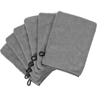 Phogary Mikrofaser Waschhandschuhe, 6er-Pack, Dunkelgrau, 15x21 cm