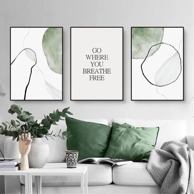 Martin Kench 3-teiliges Poster Set Aesthetic See Wald Blume Bilder Wandbilder