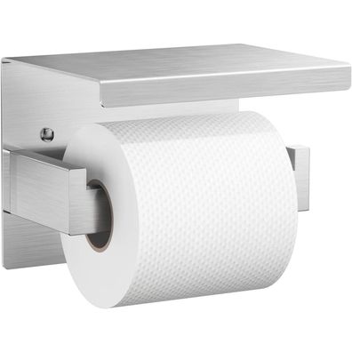 Auxmir Toilettenpapierhalter Edelstahl mit Ablage, Selbstklebend oder Bohren