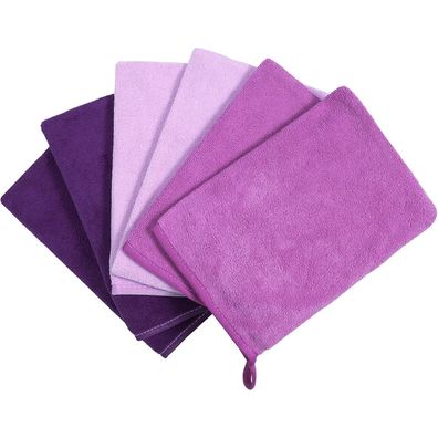 Phogary Mikrofaser Waschhandschuhe, 6er Pack, Lila - Weiche Waschlappen für