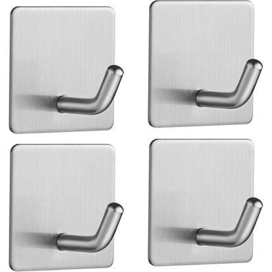 Vista Klebehaken Silber, 4 Stück, SUS304 Edelstahl, selbstklebend, rostfrei