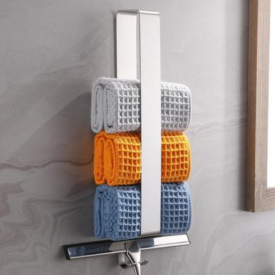 Dvocel Handtuchhalter Edelstahl gebürstet, selbstklebend, ohne Bohren für Küche