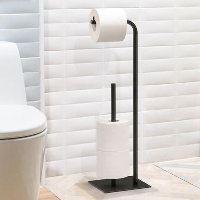 Shinoske Toilettenpapierhalter Stehend Schwarz Edelstahl für 4 Rollen