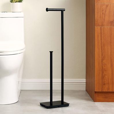 KES Toilettenpapierhalter Stehend Schwarz Edelstahl SUS304 Freistehend für