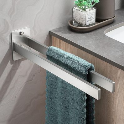 Dvocel Handtuchhalter Eckig Doppel 304 Edelstahl Silber Wandmontage 39CM