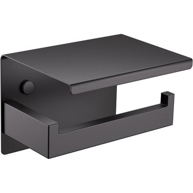 Aikzik Toilettenpapierhalter Edelstahl Schwarz mit Ablage - Bohren oder Kleben